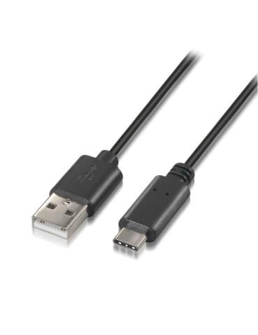 Cable USB 2.0 Tipo-C Aisens A107-0050/ USB Tipo-C Macho - USB Macho/ 480Mbps/ 50cm/ Negro