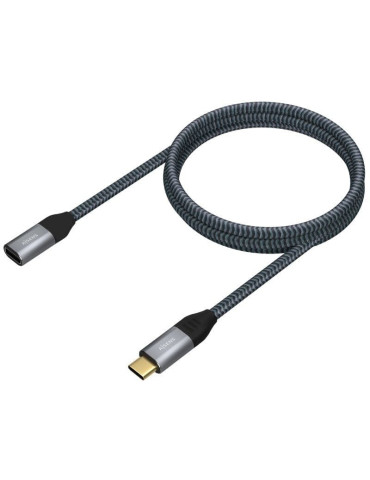Cable Alargador USB 3.2 Tipo-C Aisens A107-0635 20GBPS 5A 100W/ USB Tipo-C Macho - USB Tipo-C Hembra/ Hasta 100W/ 2500Mbps/ 1m/  2