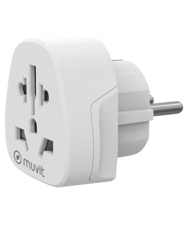 Enchufe Universal Muvit For Change MCADP0007/ 1 Toma de Corriente/ Blanco