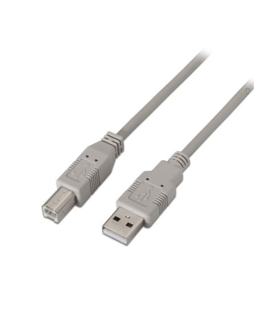 Cable USB 2.0 Impresora Aisens A101-0004/ USB Tipo-B Macho - USB Macho/ 4.5m/ Beige