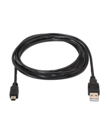 Cable USB 2.0 Aisens A101-0026/ USB Macho - MiniUSB Macho/ Hasta 2.5W/ 60Mbps/ 3m/ Negro 2