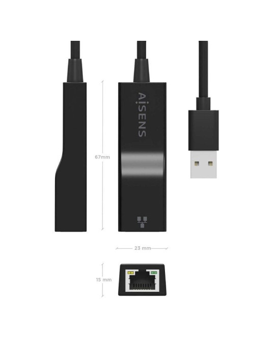 Adaptador USB 3.0 - RJ45 Aisens A106-0766/ 1000Mbps