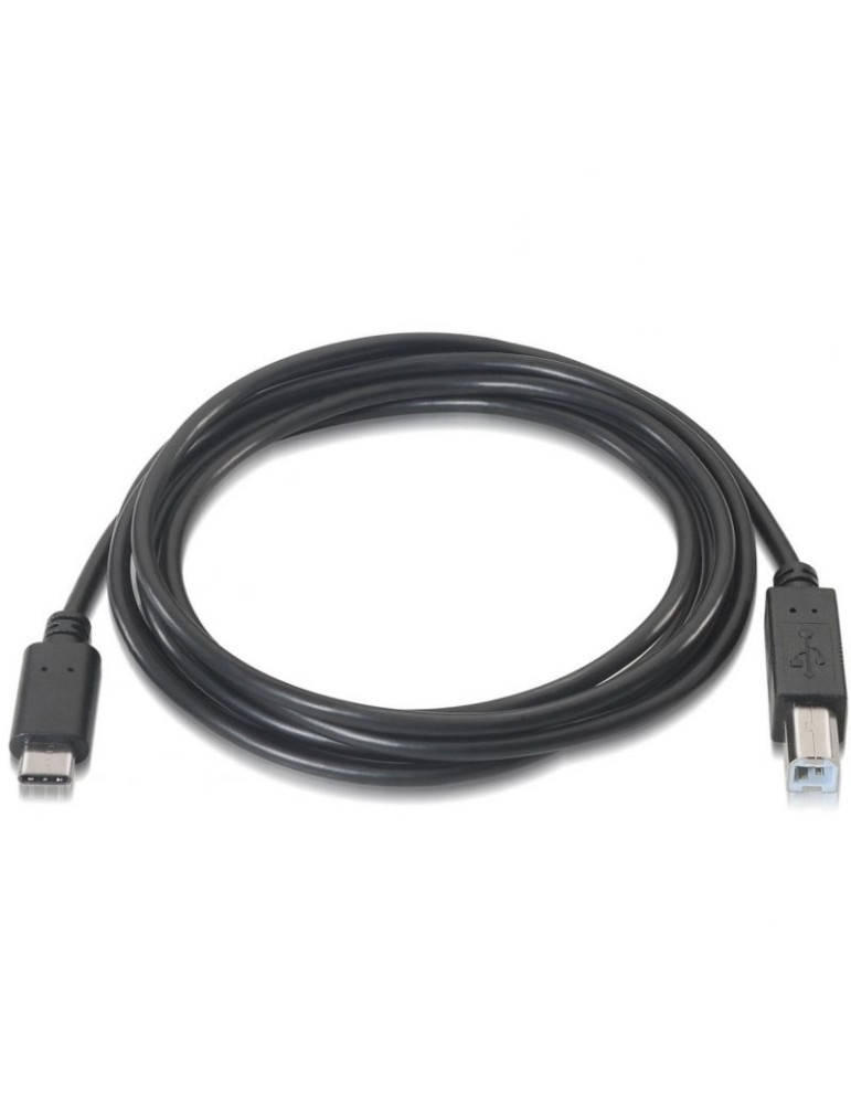 Cable USB 2.0 Impresora Aisens A107-0053/ USB Tipo-C Macho - USB Tipo-B Macho/ 480Mbps/ 1m/ Negro