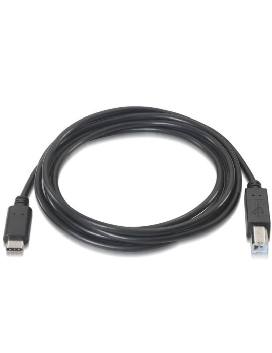 Cable USB 2.0 Impresora Aisens A107-0053/ USB Tipo-C Macho - USB Tipo-B Macho/ 480Mbps/ 1m/ Negro