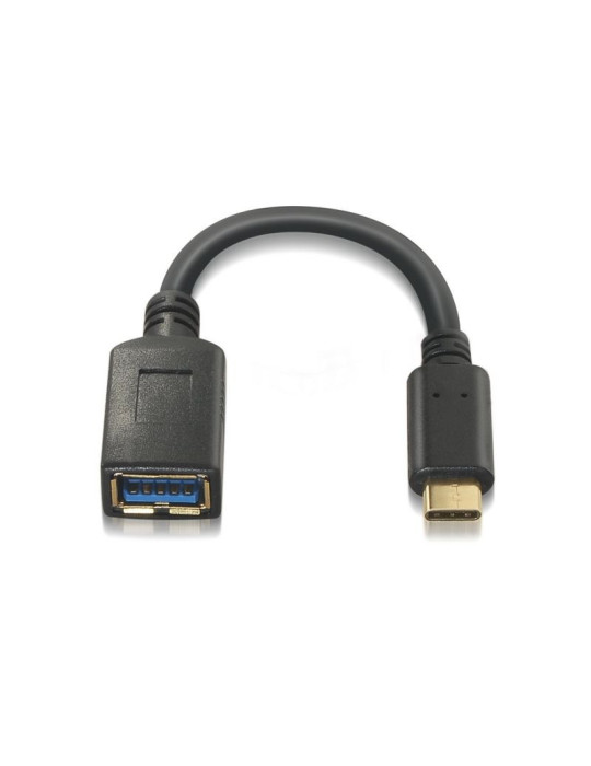 Cable USB 3.1 Tipo-C Aisens A107-0062/ USB Tipo-C Macho - USB Hembra/ 5Gbps/ 15cm/ Negro