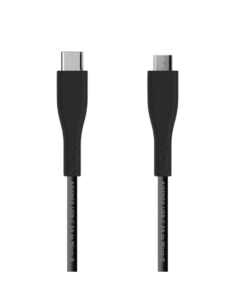 Cable USB 2.0 Aisens A107-0349/ USB Tipo-C Macho - MicroUSB Macho/ 480Mbps/ 1m/ Negro