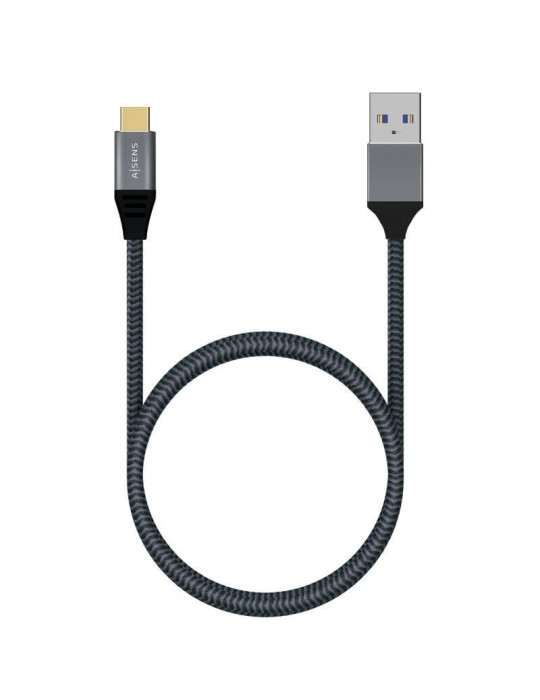 Cable USB 3.1 Tipo-C Aisens A107-0630/ USB Tipo-C Macho - USB Macho/ 10Gbps/ 50cm/ Gris