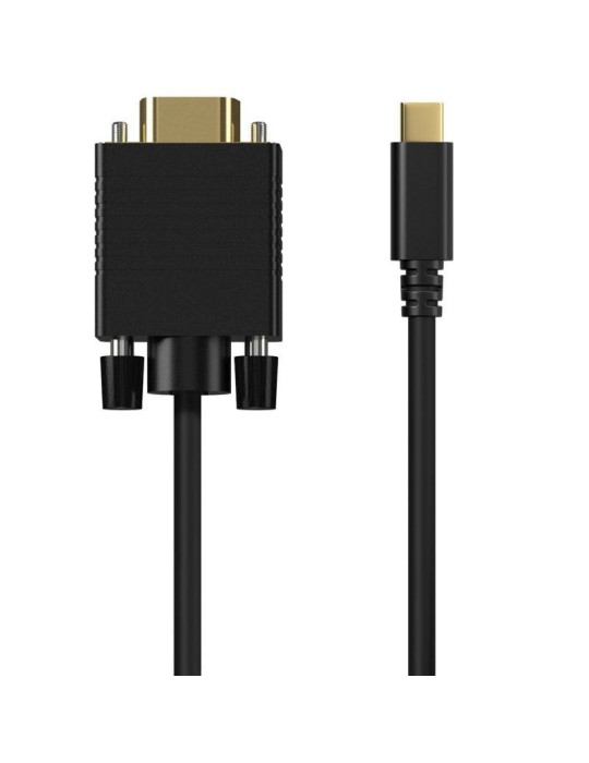 Cable Conversor Aisens A109-0693/ USB Tipo-C Macho - VGA Macho/ Hasta 27W/ 1250Mbps/ 1.8m/ Negro