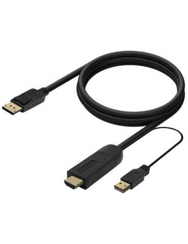 Cable Conversor Aisens A122-0641/ HDMI Macho - DisplayPort Macho + USB Macho/ Hasta 10W/ 2250Mbps/ 10cm + 1.8m/ Negro 2