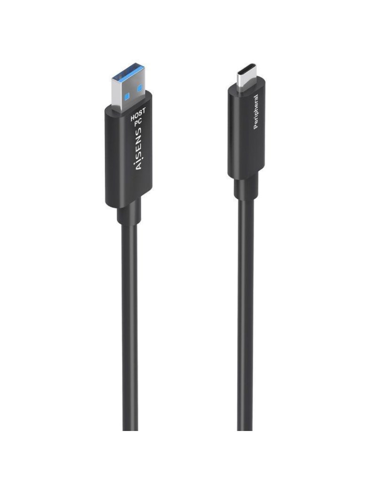 Cable USB 3.2 Tipo-C AOC Aisens A157-0925/ USB Tipo-C Macho - USB Macho/ 10Gbps/ 15m/ Negro