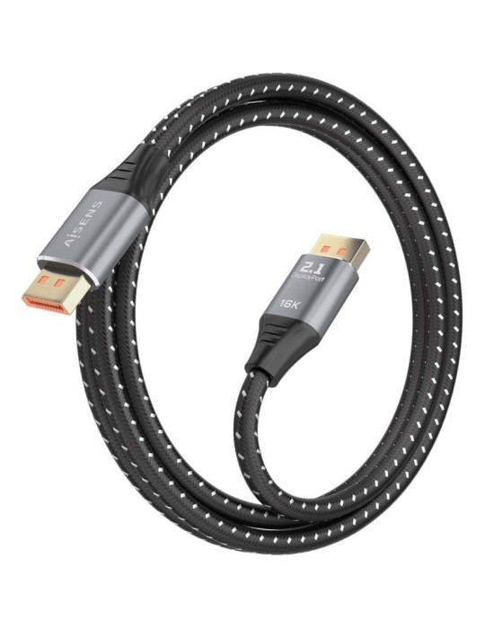 Cable DisplayPort 2.1 16K Aisens A158-0902/ DisplayPort Macho - DisplayPort Macho/ 80Gbps/ 1.5m/ Negro