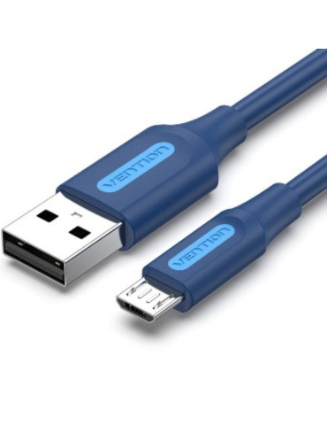 Cable USB 2.0 Vention COLLF/ USB Macho - MicroUSB Macho/ Hasta 60W/ 480Mbps/ 1m/ Azul