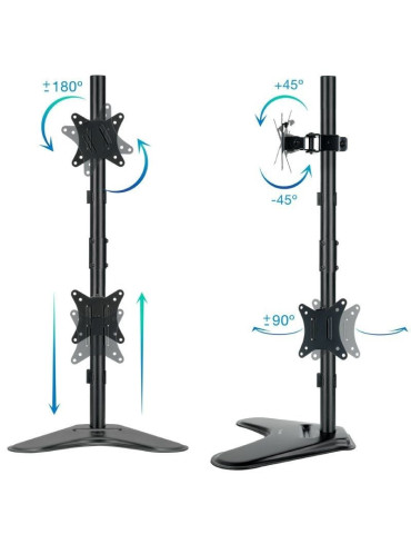 Soporte de Sobremesa para 2 Monitores TooQ DB1703TNV-B/ Giratorio/ Inclinable/ hasta 9kg 2