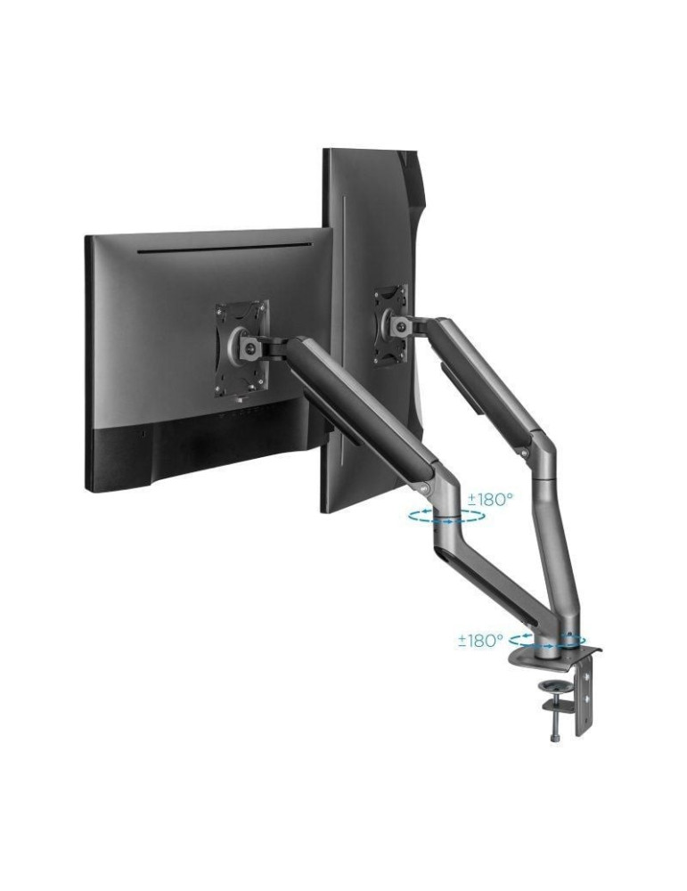 Soporte de Mesa para 2 Monitores TooQ DB4132TNR-G/ Giratorio/ Inclinable/ hasta 9kg