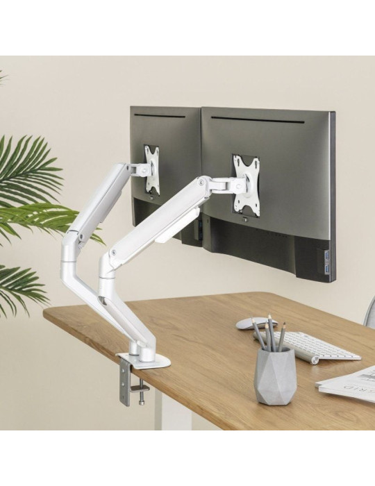 Soporte de Mesa para 2 Monitores TooQ DB4132TNR-W/ Giratorio/ Inclinable/ hasta 9kg