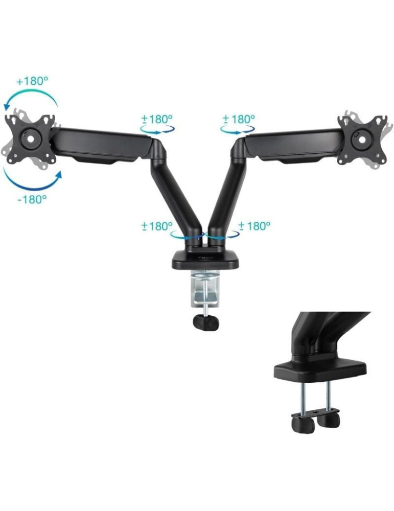 Soporte de Mesa para 2 Monitores TooQ DB5132TNR-B/ Giratorio/ Inclinable/ hasta 9kg