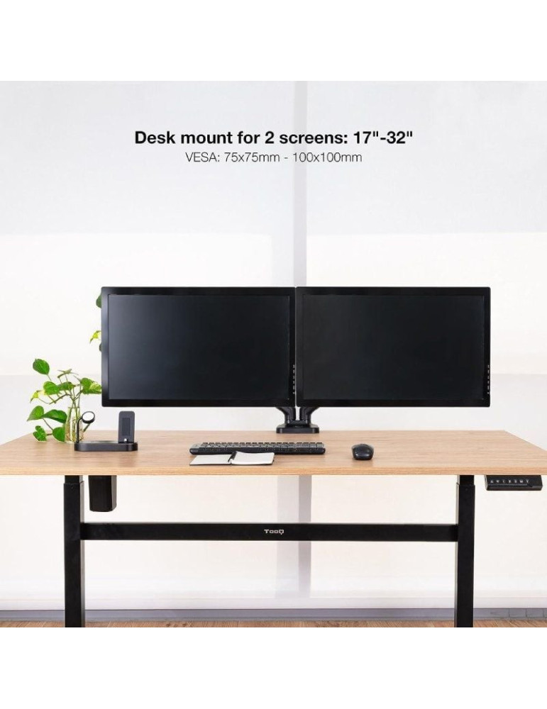 Soporte de Mesa para 2 Monitores TooQ DB5132TNR-B/ Giratorio/ Inclinable/ hasta 9kg