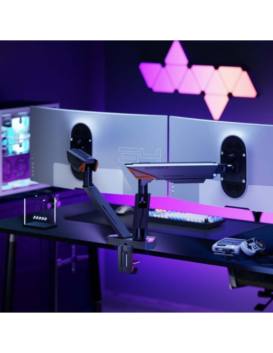 Soporte de Mesa Gaming para Monitor Aisens DT38TSRRGB-349/ Giratorio/ Inclinable/ hasta 16kg/ con Iluminación RGB