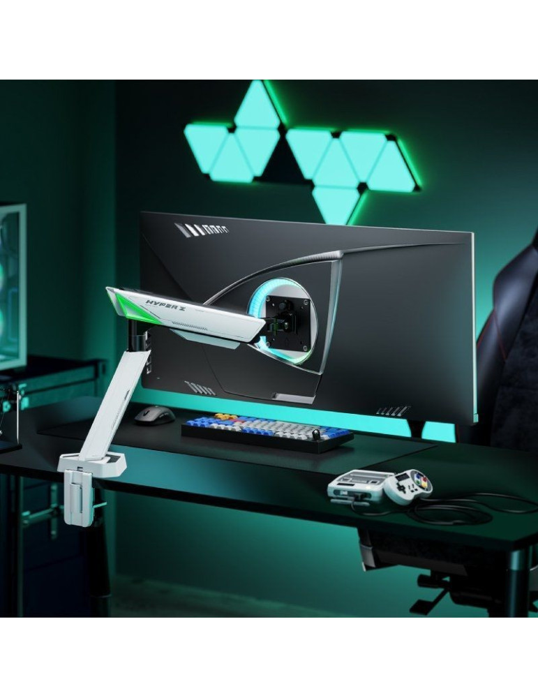 Soporte de Mesa Gaming con Contrapeso para Monitor Aisens DT49TSR-343/ Giratorio/ Inclinable/ hasta 16kg