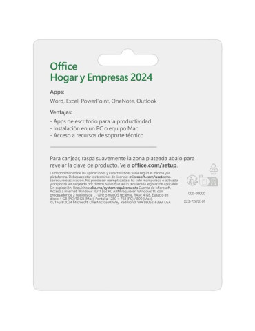 Microsoft Office Hogar y Empresas 2024/ 1 Usuario/ Licencia Perpetua 2