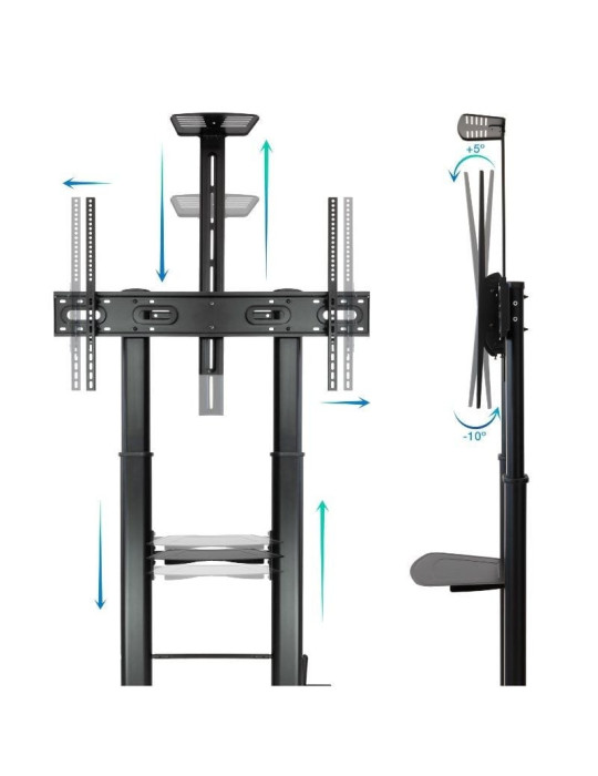 Soporte de Suelo con Ruedas Inclinable/ Nivelable TooQ FS20404HM-B para TV de 60-100"/ hasta 100kg