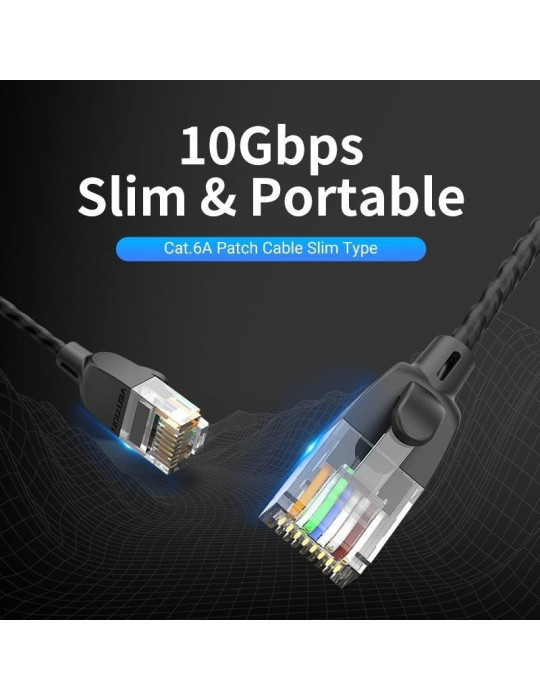 Cable de Red RJ45 UTP Vention IBIBI Cat.6A/ 3m/ Negro