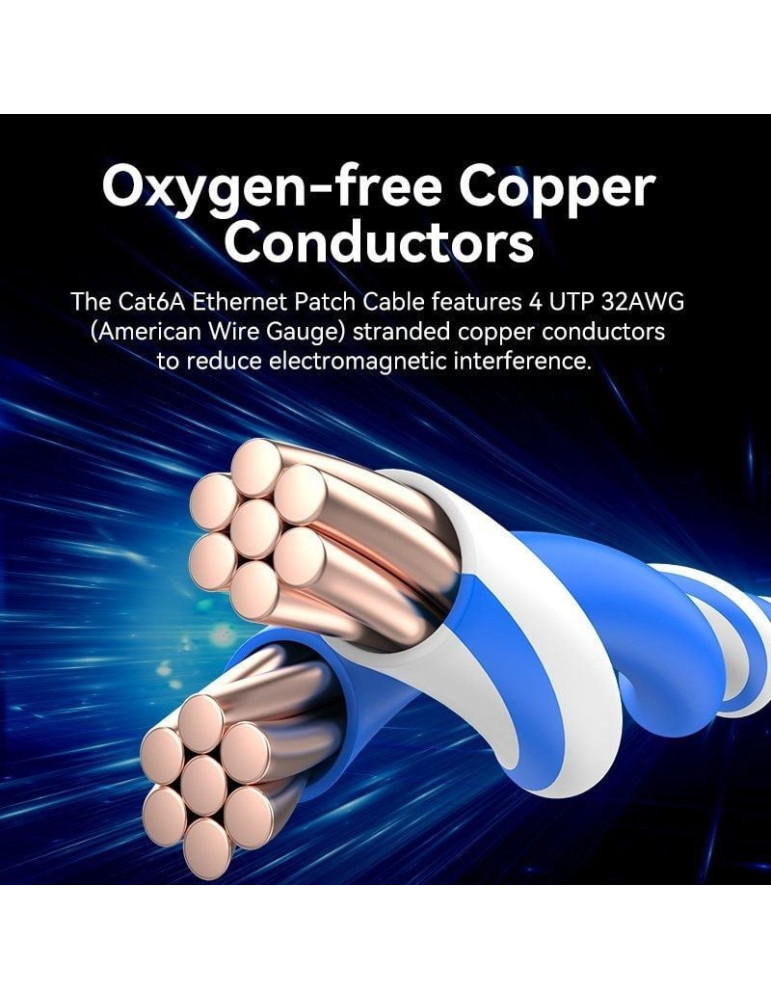 Cable de Red RJ45 UTP Vention IBOWD Cat.6A/ 50cm/ Cabeza Rotatoria 360 / Blanco