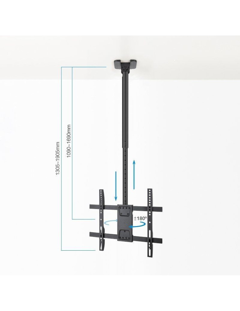 Soporte de Techo Giratorio/ Inclinable/ Nivelable TooQ LPCE1175TSLI-XL-B para TV de 32-75"/ hasta 60kg