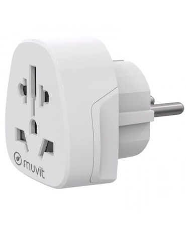 Enchufe Universal Muvit For Change MCADP0007/ 1 Toma de Corriente/ Blanco