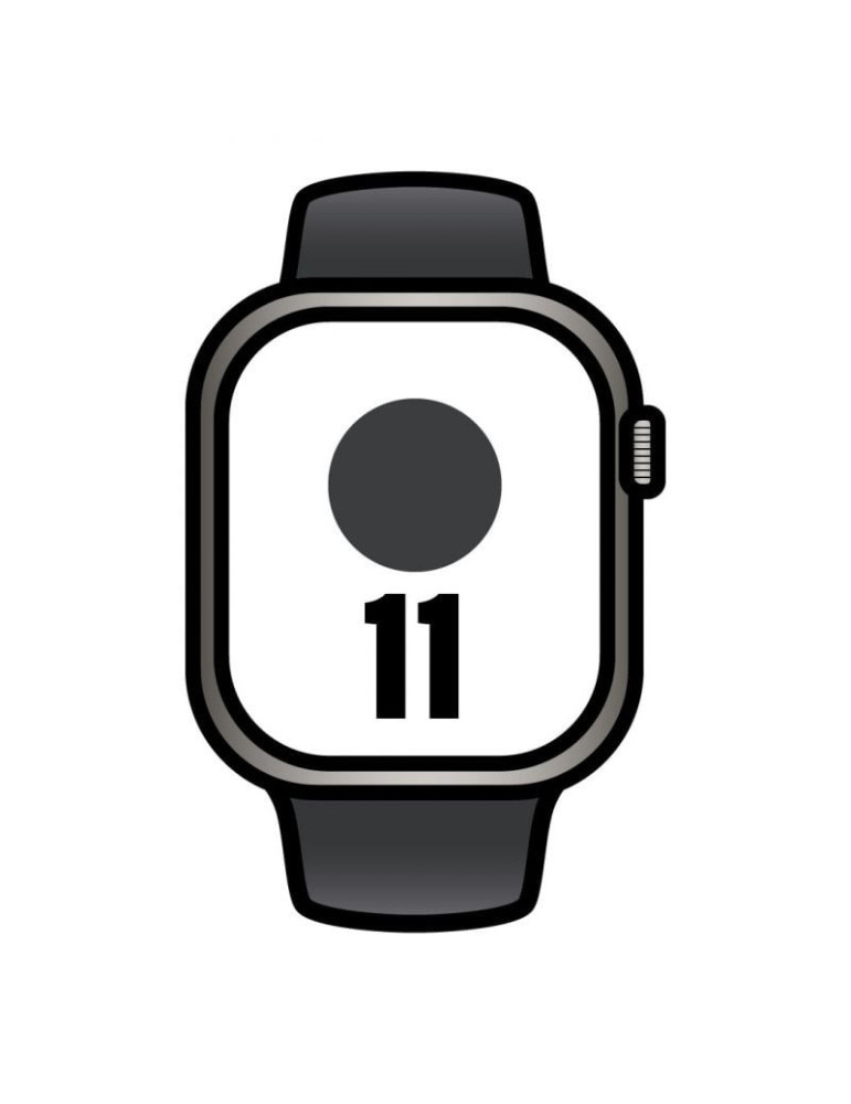 Apple Watch Series 11/ GPS/ Cellular/ 42mm/ Titanio Negro/ Pizarra Correa Deportiva Negro (S/M)