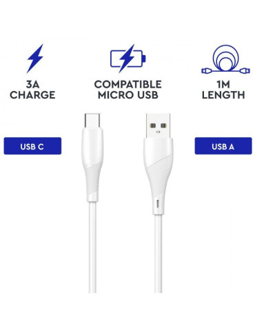 Cable USB 2.0 Tipo-C Myway MWUSC0019/ USB Macho - USB Tipo-C Macho/ 1m/ Blanco 2