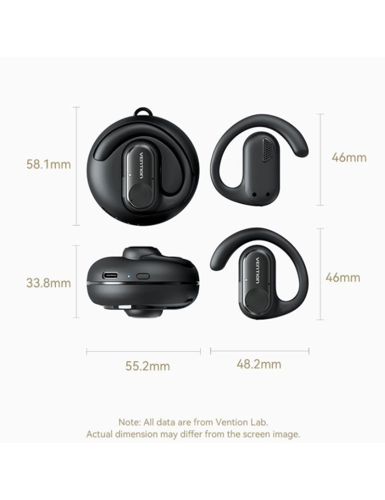 Auriculares Deportivos Bluetooth Vention Open Ear OpenBeat O11 NBPB0 con estuche de carga/ Negros