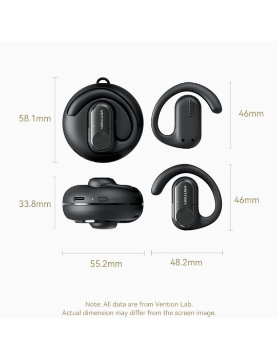 Auriculares Deportivos Bluetooth Vention Open Ear OpenBeat O11 NBPB0 con estuche de carga/ Negros