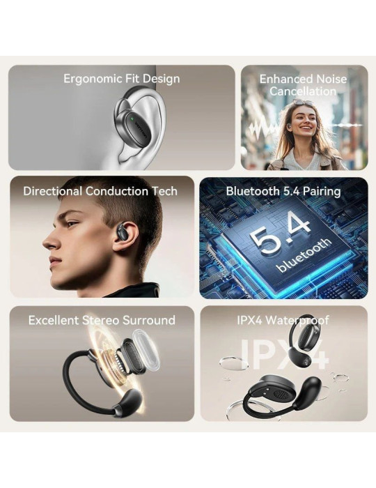 Auriculares Deportivos Bluetooth Vention Open Ear OpenBeat O15 NBTB0 con estuche de carga/ Negros