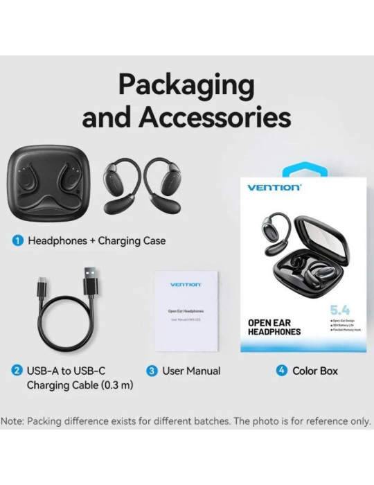 Auriculares Deportivos Bluetooth Vention Open Ear OpenBeat O15 NBTB0 con estuche de carga/ Negros