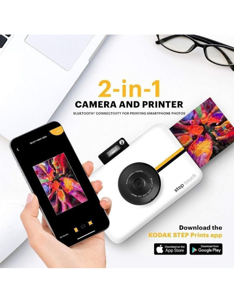 Cámara Digital Instantánea Kodak STEP Touch/ 13MP/ Tamaño Foto 2"x3"/ Blanca