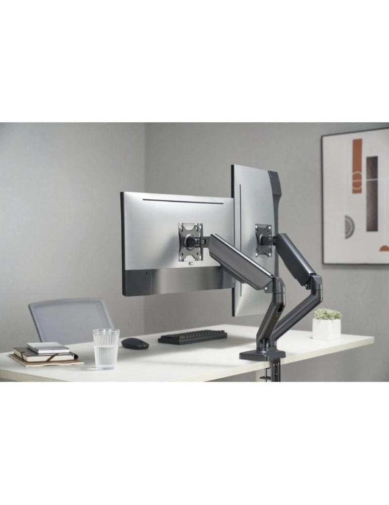 Soporte de Mesa para 2 Monitores Fonestar SMM-112PR/ Giratorio/ Inclinable/ hasta 9kg