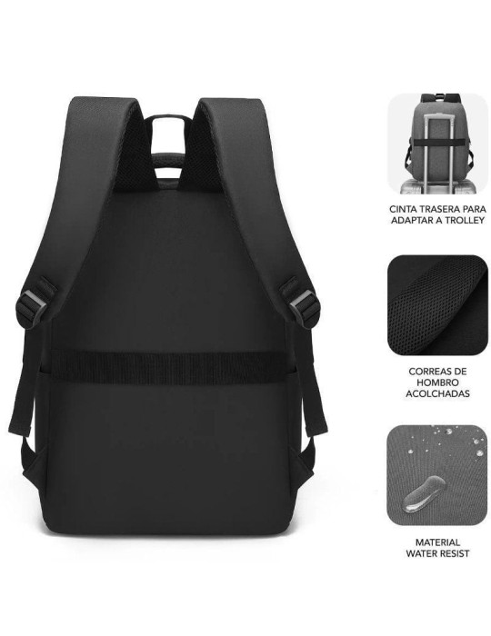 Mochila Subblim City Backpack para Portátiles hasta 15.6"/ Puerto USB/ Negra