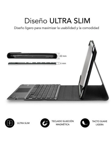 Funda con Teclado Subblim Keytab Pro Bluetooth Touchpad para Tablets de 10.1"-10.8"/ Negra 2