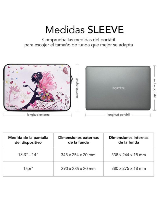Funda Subblim Trendy Sleeve Neo Hada para Portátiles hasta 15.6"