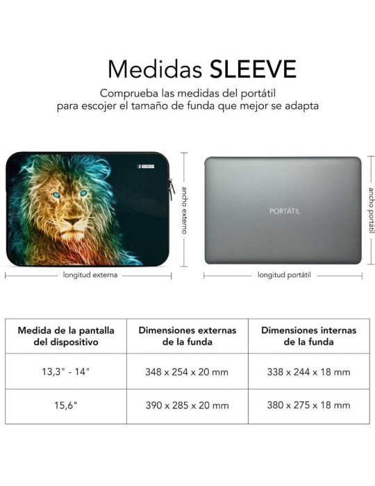 Funda Subblim Trendy Sleeve Neo Lion para Portátiles hasta 15.6"