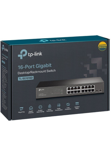 Switch TP-Link TL-SG1016DE/ 16 Puertos/ RJ45 10/100/1000 2