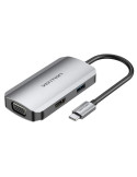 Docking USB Tipo-C Vention TOAHB/ 1xHDMI 4K/ 1xVGA/ 1xUSB/ 1xUSB Tipo-C PD/ Gris
