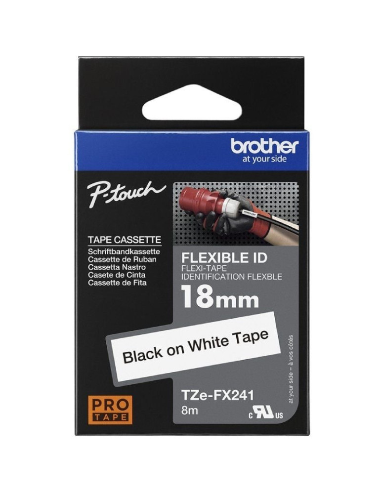Cinta Laminada Original Rotuladora Brother TZe-FX241/ Blanca