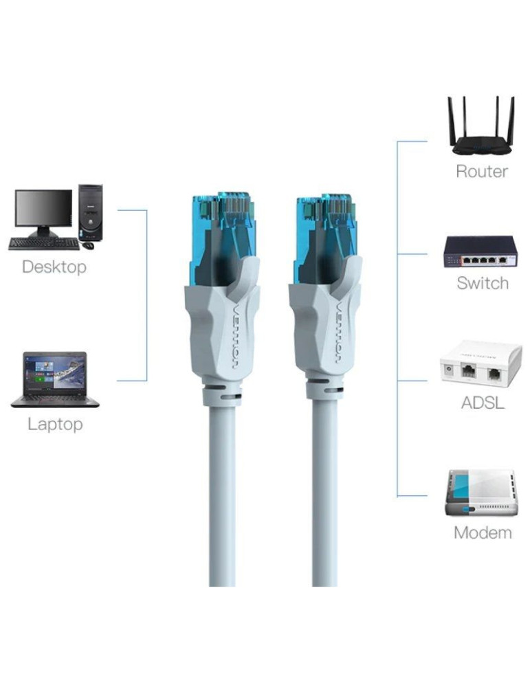 Cable de Red RJ45 UTP Vention VAP-A10-S200 Cat.5e/ 2m/ Azul y Negro