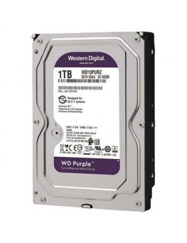 Disco Duro Western Digital WD Purple Surveillance 1TB/ 3.5"/ SATA III/ 64MB 2