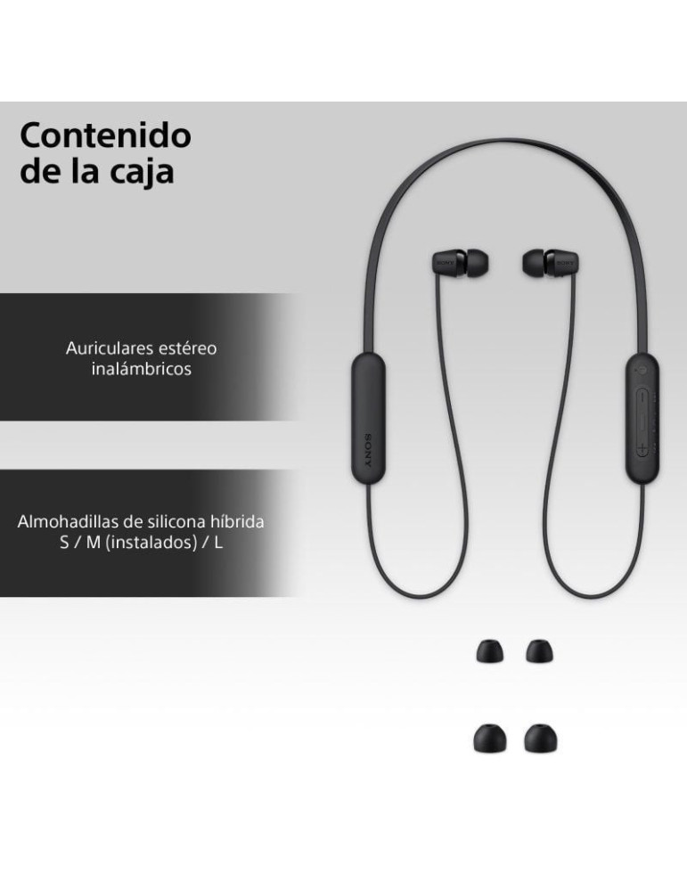 Auriculares Inalámbricos Intrauditivos Sony WI-C100/ con Micrófono/ Bluetooth/ Negros