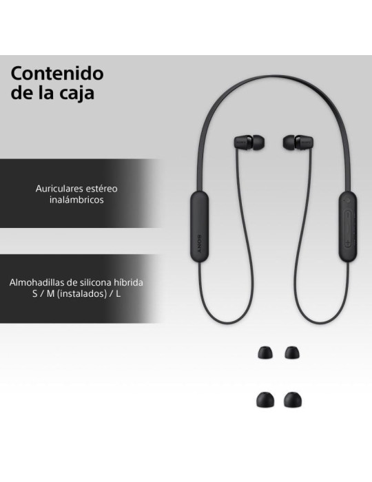 Auriculares Inalámbricos Intrauditivos Sony WI-C100/ con Micrófono/ Bluetooth/ Negros