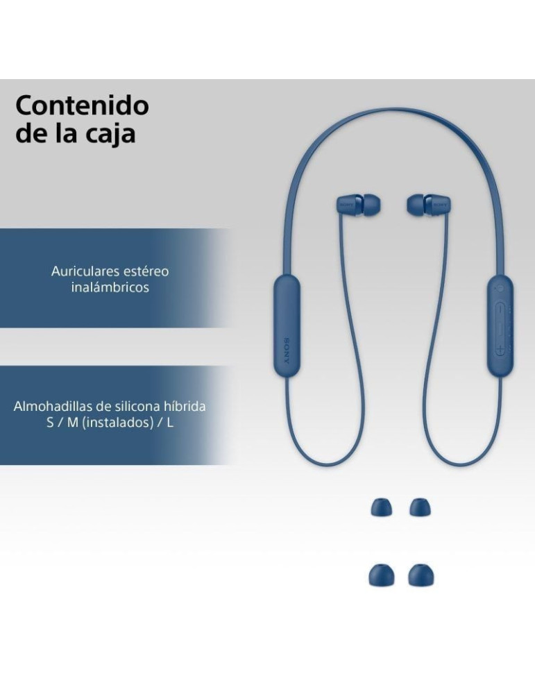 Auriculares Inalámbricos Intrauditivos Sony WI-C100/ con Micrófono/ Bluetooth/ Azules
