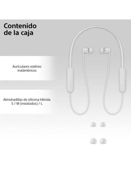 Auriculares Inalámbricos Intrauditivos Sony WI-C100/ con Micrófono/ Bluetooth/ Blancos